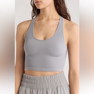 Zella Gray Racerback Sports Bra with Scoop Neckline